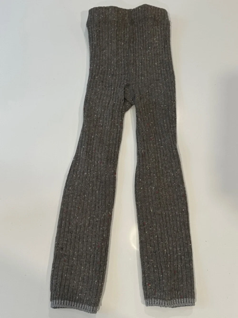 ChocoBerry Kids Ribbed Knit Leggings Charcoal Gray Confetti Sparkle Trim Tights
